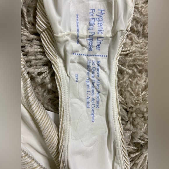 NWT Andie Swim The 90’s High Waist Bikini Bottom White and Gold Ribbed Size Med - Picture 8 of 8